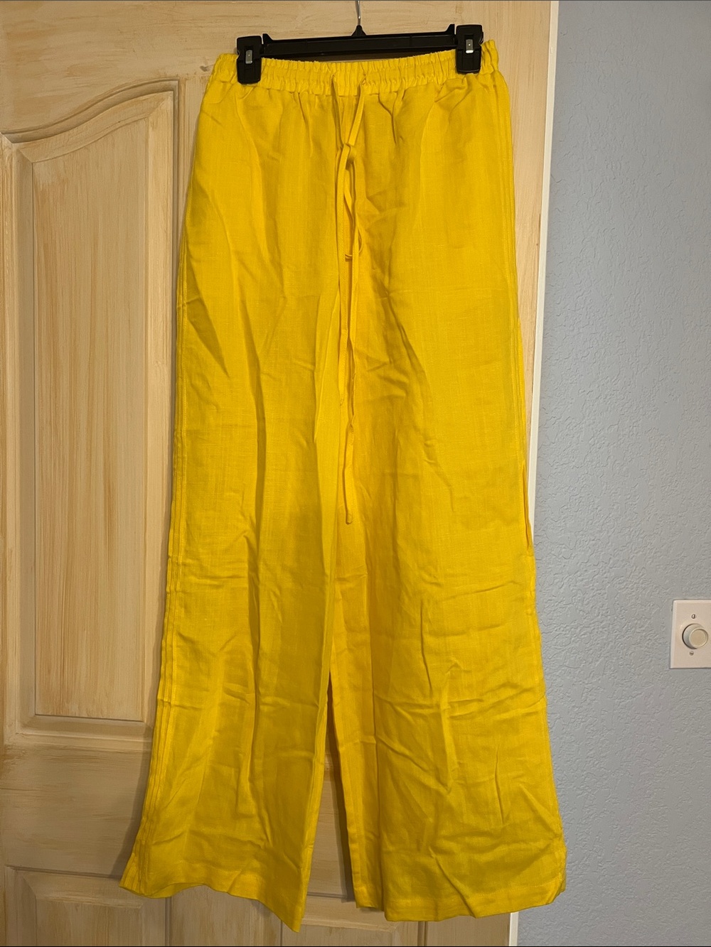 Wide Leg Drawstring Pants in Bright Yellow New without tags